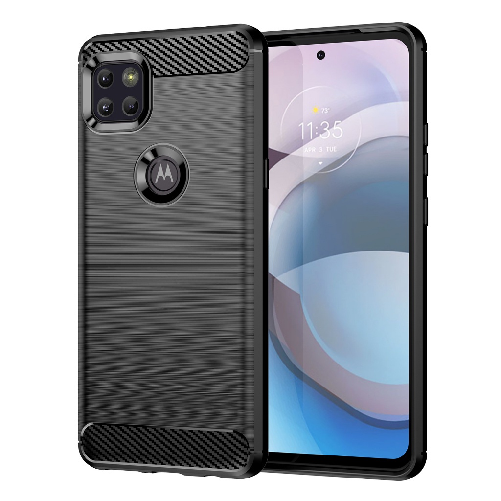 Dành cho Motorola One 5G Ace / Moto One 5G UW Ace, Vỏ bảo vệ bằng sợi Carbon chải, Vỏ mềm chống sốc,