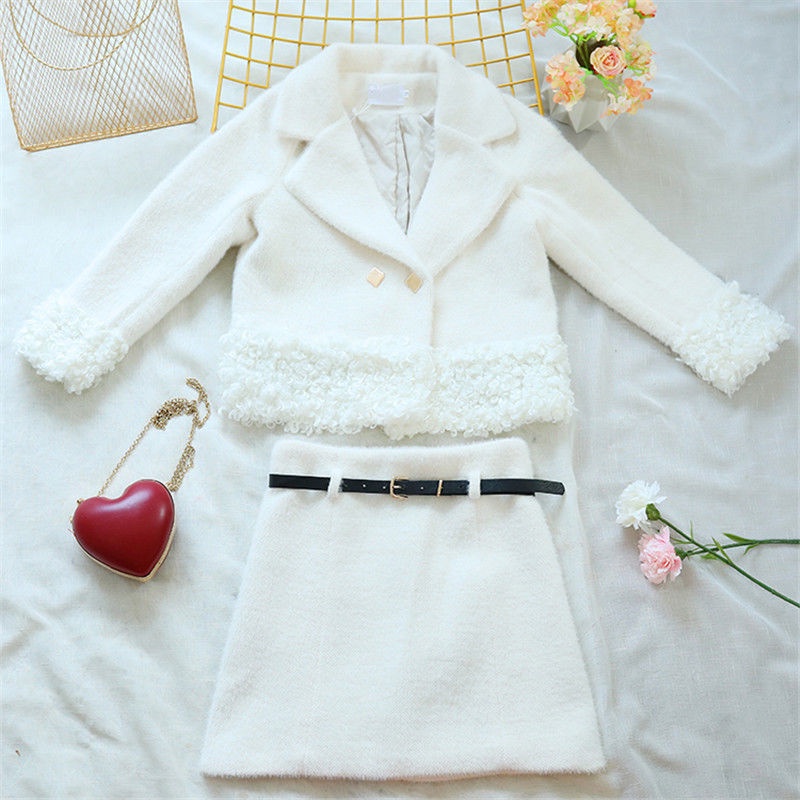 Set Áo Khoác Và Chân Váy Len Thời Trang Thanh Lịch Cho Nữ