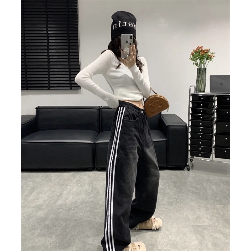 B55a-co Quần Jean Ba Sọc Thoải Mái Để Chạm Vào Xu Hướng Thời Trang Đẹp Nhìn Lên Cơ Thể Phong Cách unisex!