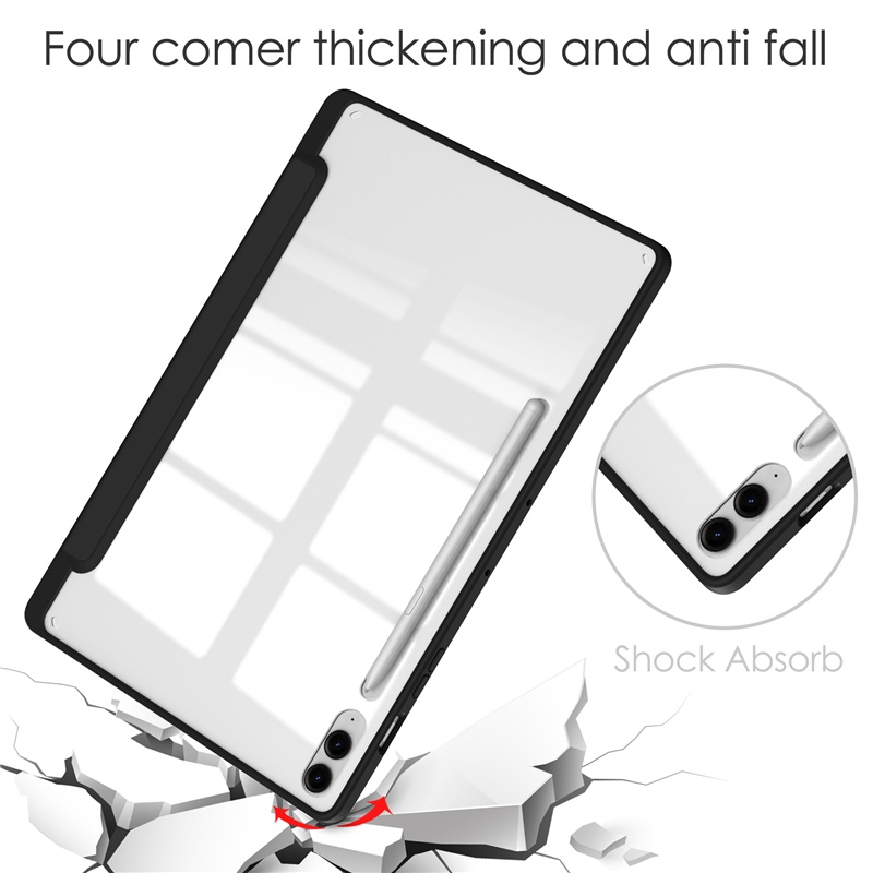 Ốp Bao Da Máy Tính Bảng tpu acrylic Trong Suốt Có Ngăn Đựng Bút Cho samsung galaxy tab s9 fe plus 12.4inch 2023 sm-J610 sm-J616 Ốp