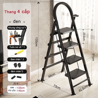 Thang Gấp Inox 4-5-6 Bậc, Chữ A Inox 304 Gấp Gọn Tải Trọng 150Kg, trong nhà đa chức Thang