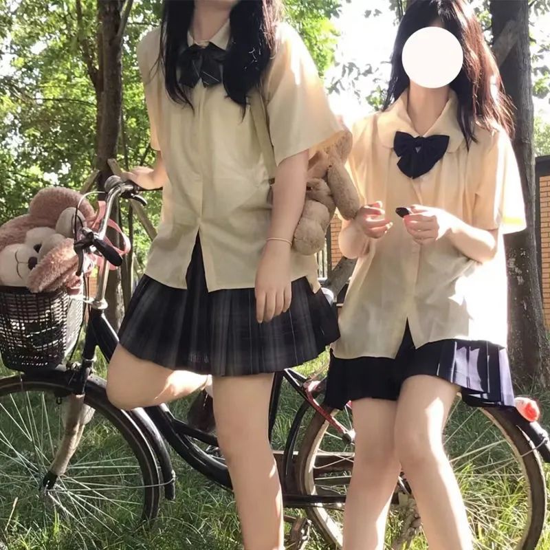 Bộ Áo Sơ Mi + Chân Váy Xếp Ly Kiểu Nhật Bản Thời Trang 2023 Cho Học Sinh sjhz