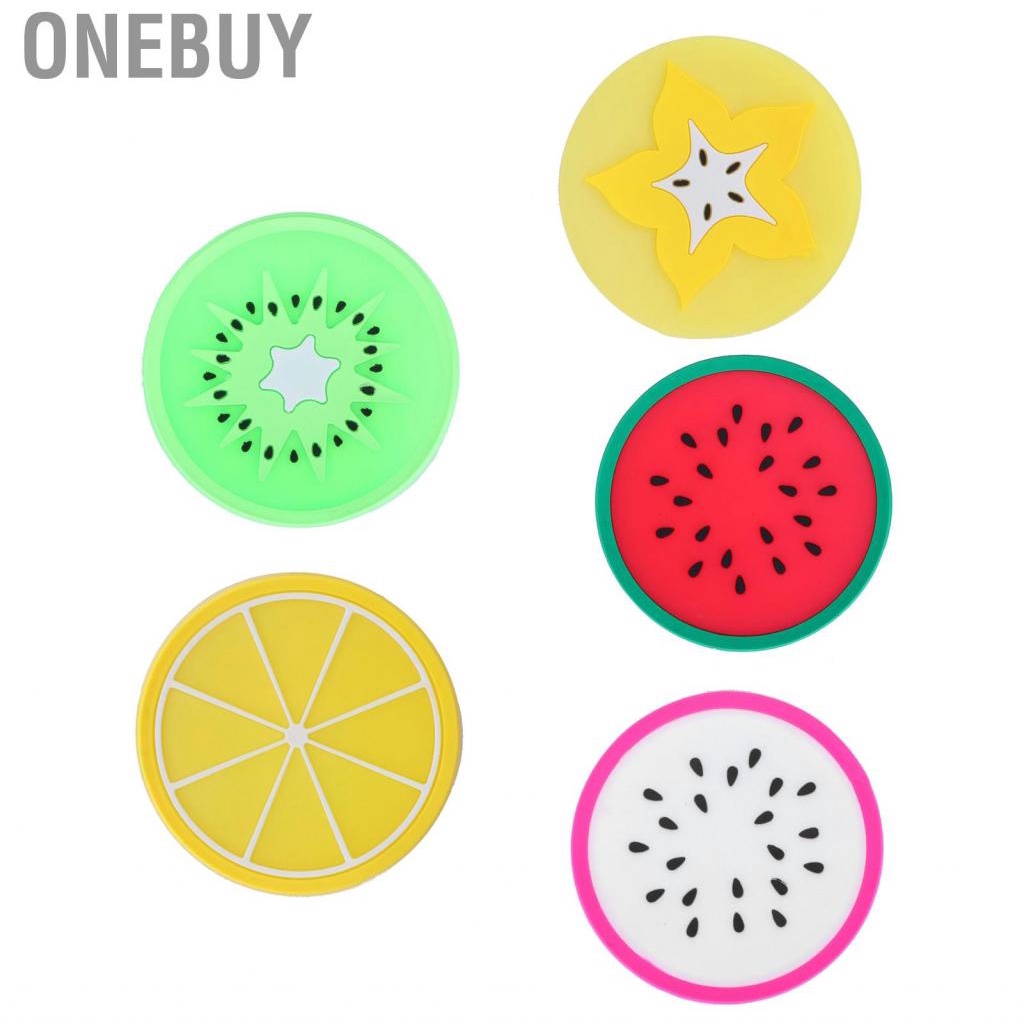 Onebuy Cute Fruit Shape Coaster  Placemat Silicone Cup Drinks Holder Mat Decor