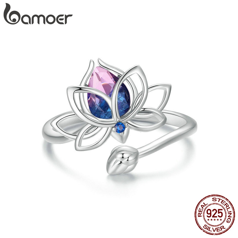 Bamoer Nhẫn Bạc 925 Hình Hoa Sen / Bướm Thời Trang Cho Nữ