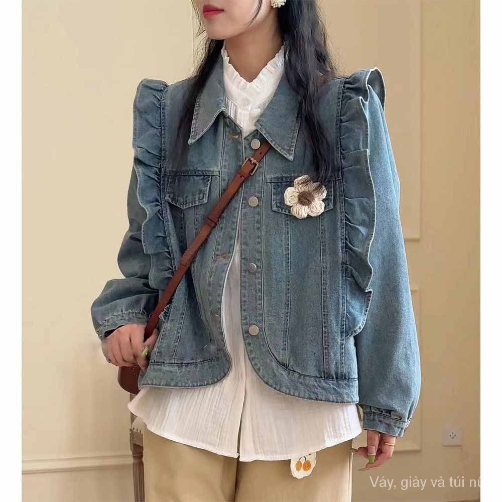 Áo Khoác denim Dáng Rộng Phong Cách retro Nhật Hàn Thời Trang Mùa Thu 2023