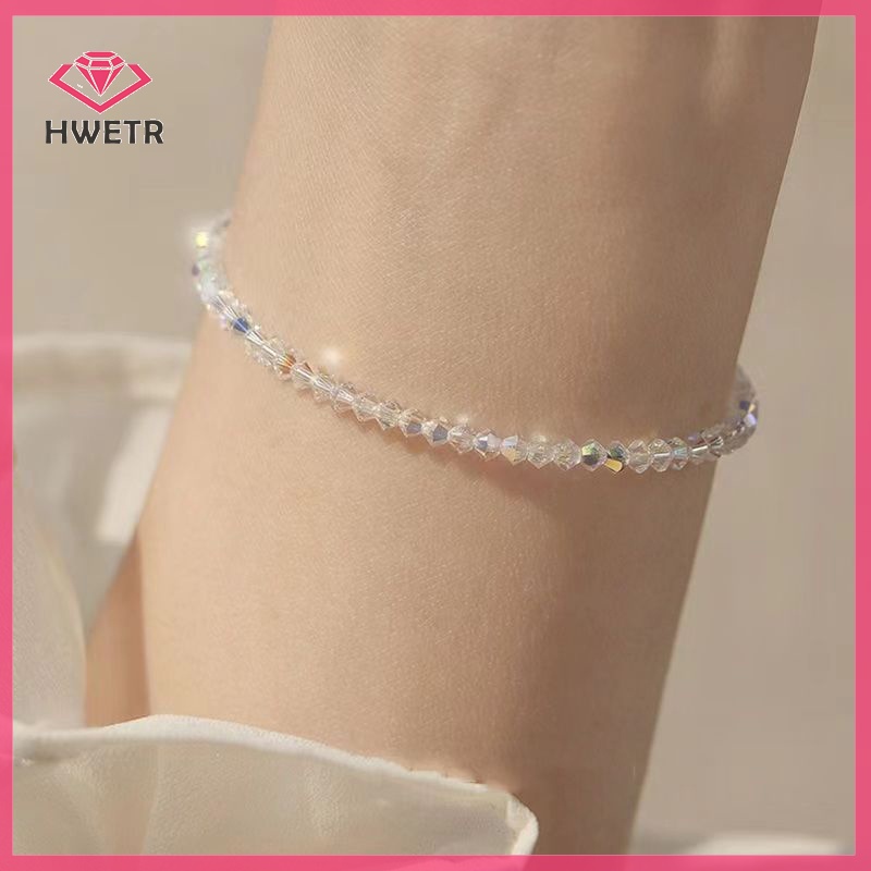 Hwetr Vòng Tay Pha Lê Siêu Mịn Siêu Nhẹ Nhiều Lớp Đơn Giản Làm Quà Tặng Trang Sức Cho Nữ Mới