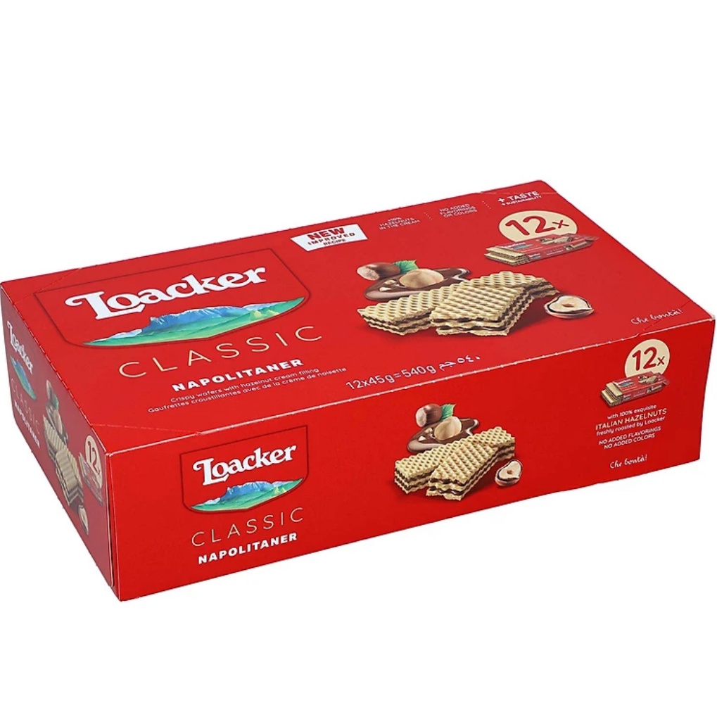 Bánh xốp socola hạt dẻ loacker classic napolitaner 3 lớp giòn ít ngọt gói quà biếu tặng tết, sinh nhật thơm ngon extaste