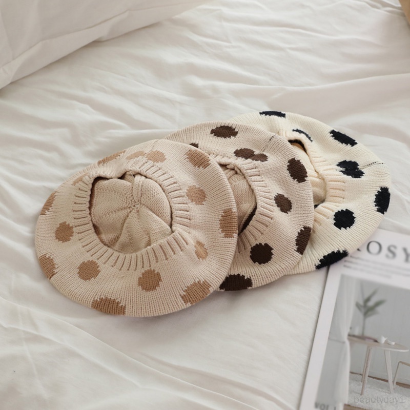 Mũ Nồi Dệt Kim Co Giãn Đính Quả Bông Dễ Thương Cho Bé Gái