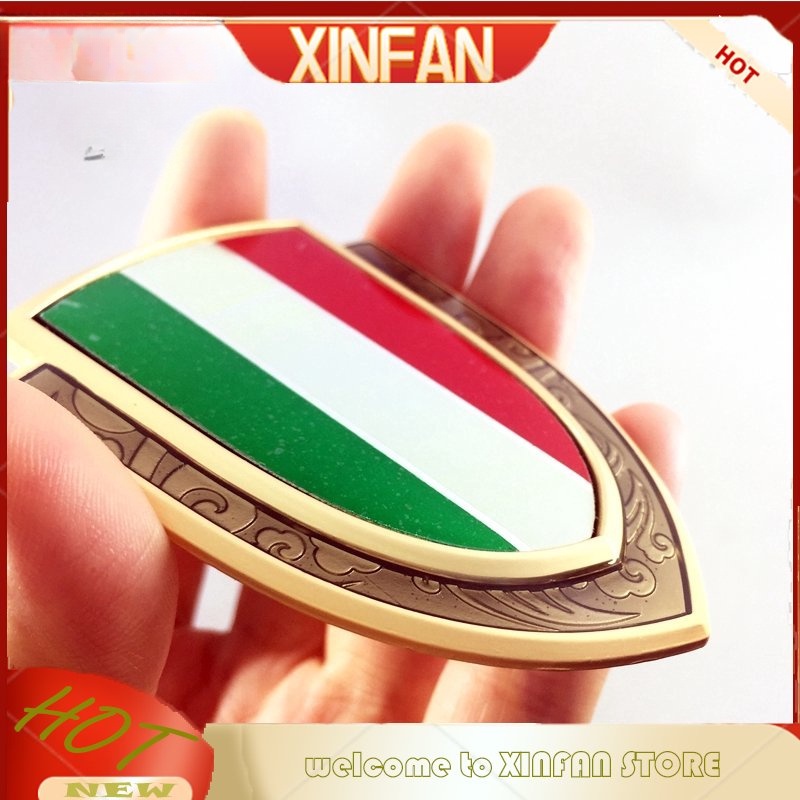 1 x Nhãn Dán Kim Loại Hình Lá Cờ Ý Độc Đáo Trang Trí Xe Hơi