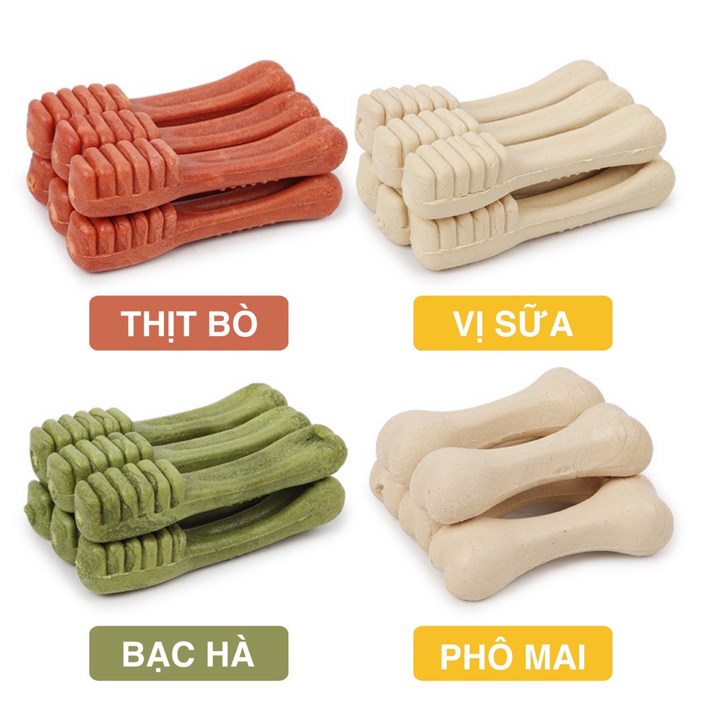 Xương gặm Orgo sạch răng cho chó - Đủ vị bò, phô mai, sữa thơm ngon - Gói 6 xương - Bánh thưởng cho chó