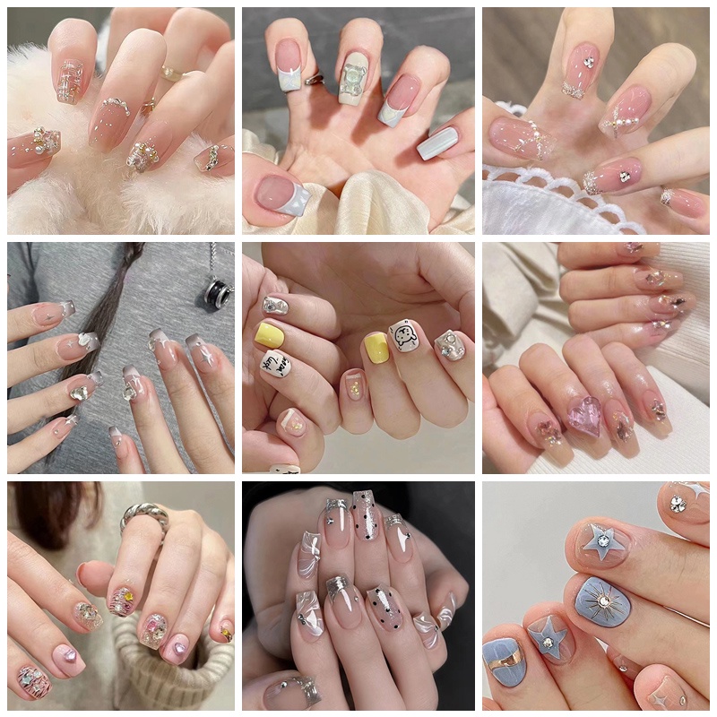 Z603-z856 Thời Trang Mới Đẹp 3D Kim Cương Giả Trang Trí Móng Tay Giả 24 Cái / hộp