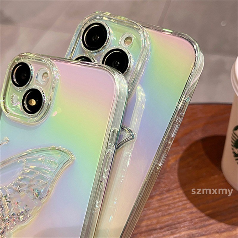 Ốp Điện Thoại Mềm Trong Suốt Hình Bướm 3d Kim Tuyến Nước Cho iphone 15 14 13 12 11 pro max