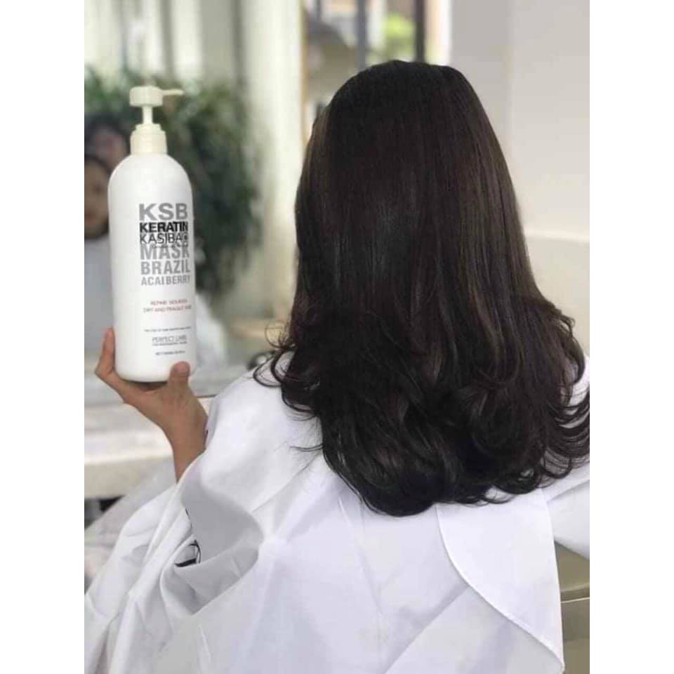 Hấp KERATIN KASIBAO KSB BRAZIL ACAI BERRY thủy phân phục hồi tóc hư tổn nặng 1000ml