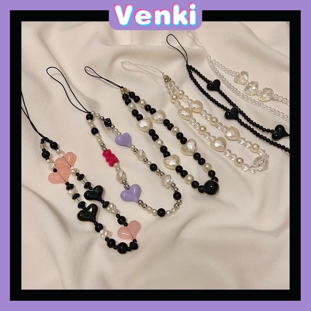 VENKI - Vỏ điện thoại Vòng tay dây buộc Hạt màu sắc đẹp Nhiều kiểu dáng mặt cười Mặt tình yêu Hạt tương thích với Màu sắc vỏ điện thoại iPhone
