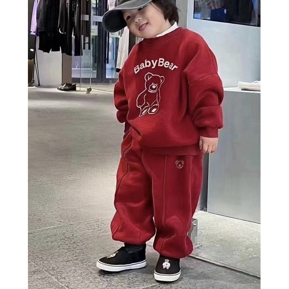 ✨MALINHKID✨BN073- Bộ nỉ đỏ BABY trẻ em VNXK