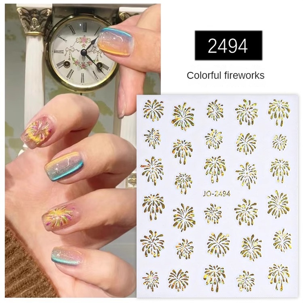 ♕ Nail Art Pháo hoa đầy màu sắc Nhãn dán móng tay bằng laser Bầu trời đầy sao Long lanh mịn Nhãn dán siêu flash Trang trí móng tay Công cụ làm móng tay cho cửa hàng làm móng NỘI THẤT
