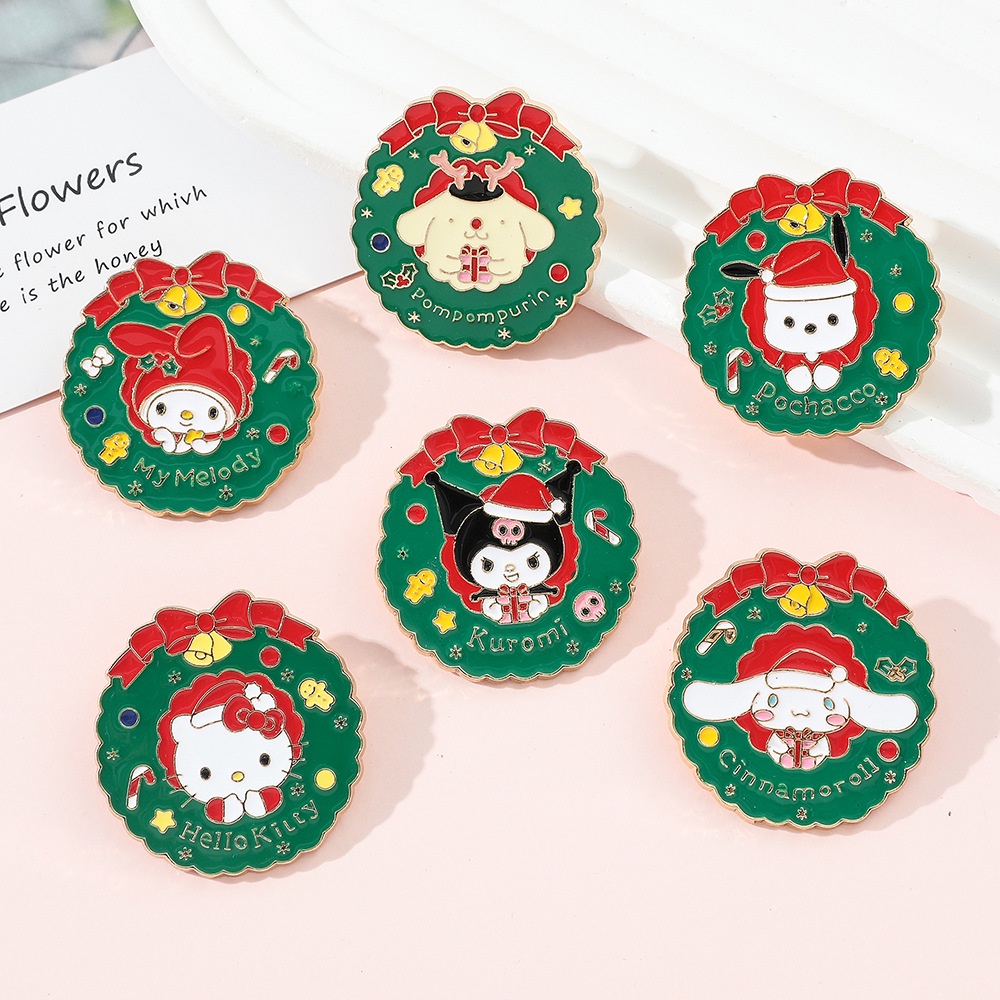 Trâm Cài Áo Hình sanrio / Tráng Men / kuromi / Hello Kitty Dễ Thương Dùng Làm Quà Tặng