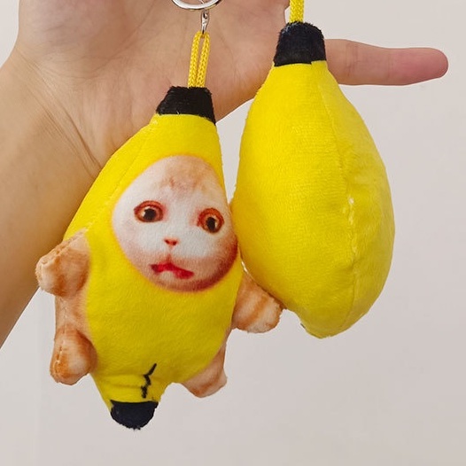 Móc Khóa Mèo Khóc Nhồi Bông Dễ Thương Có Âm Thanh, Móc Khóa Dưa Hấu Ghi Âm Meme Dễ Thương