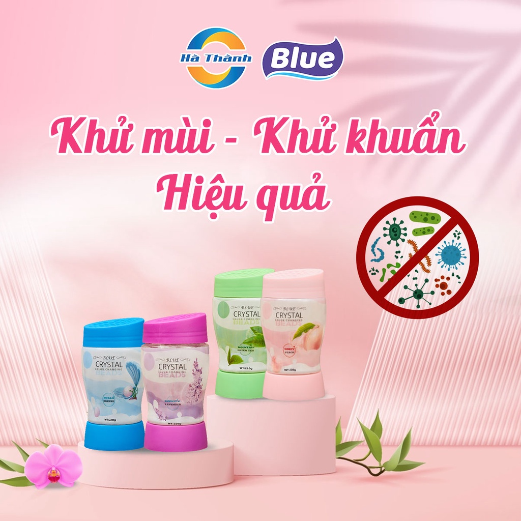 Sáp thơm khử mùi Blue Hàn Quốc 220G - Dạng hạt pha lê, có đèn LED, thơm phòng và ô tô
