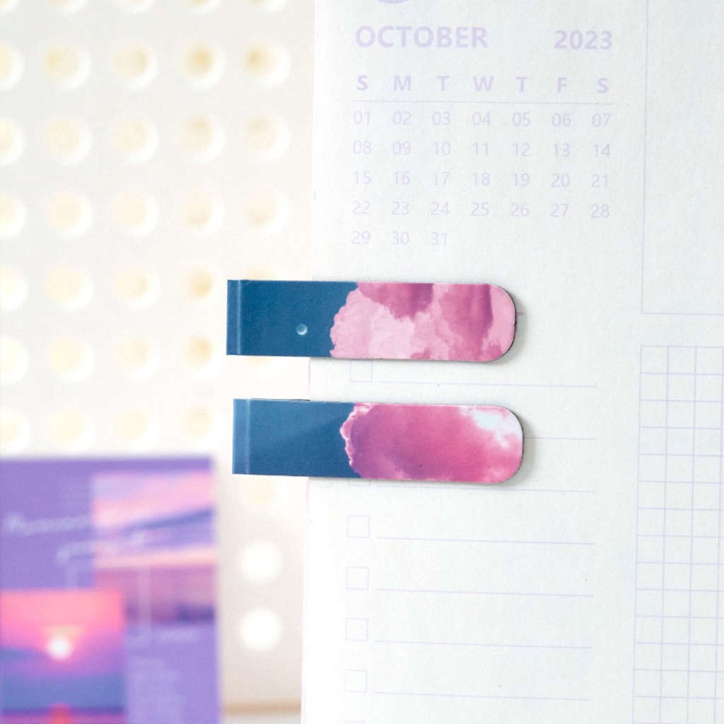 Bộ 2 Kẹp Đánh Dấu Sách Từ Tính Hình Phong Cảnh Dễ Thương Cho Nam Và Nữ