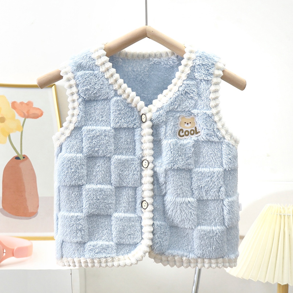Áo Khoác Lông Cừu Không Tay Cổ Chữ v Thời Trang Thu Đông Cho Bé 73-120cm