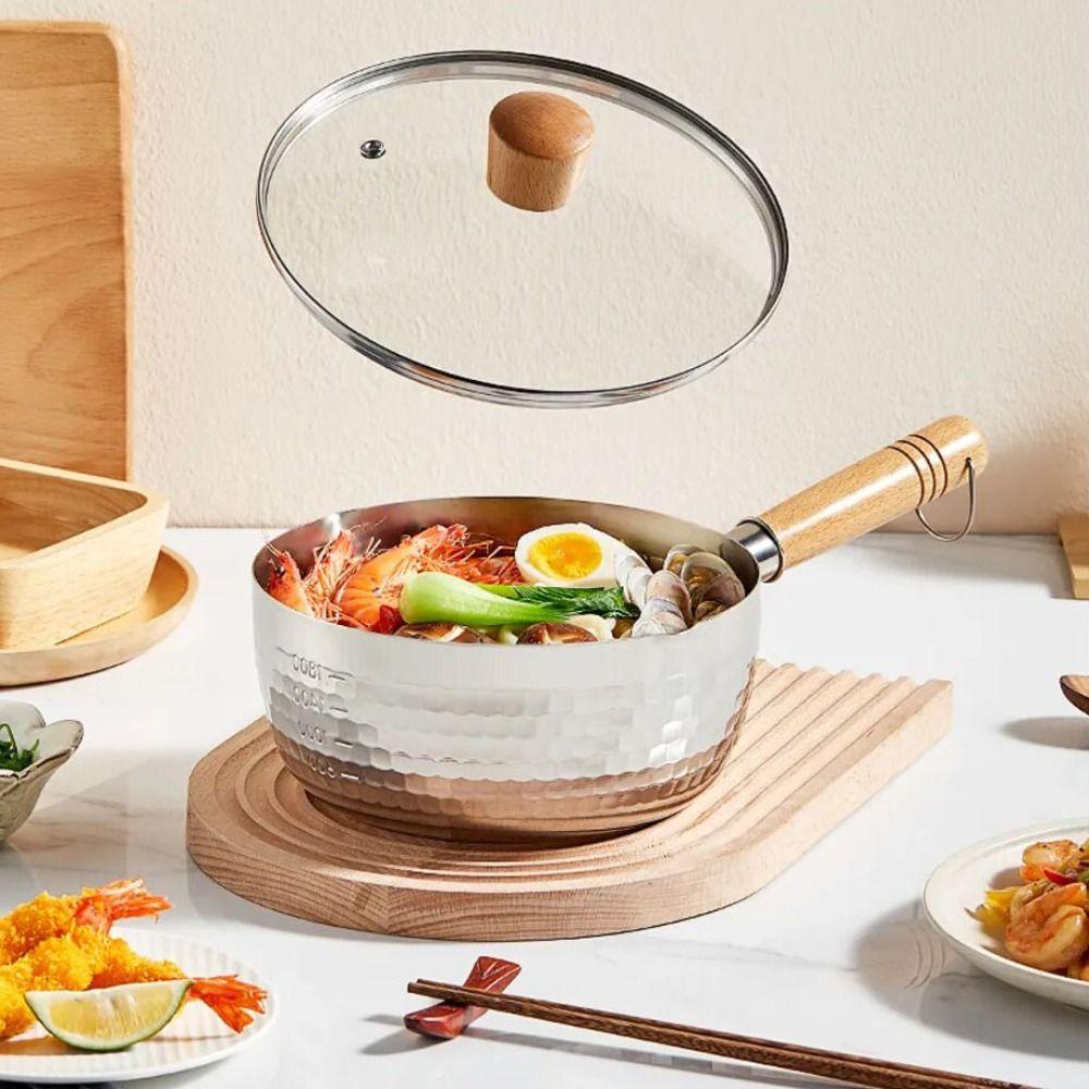 Dalton Nồi Nấu Ăn Nhật Bản Không Dính Có Nắp Đậy Bằng Thép Không Gỉ Tay Cầm Gỗ