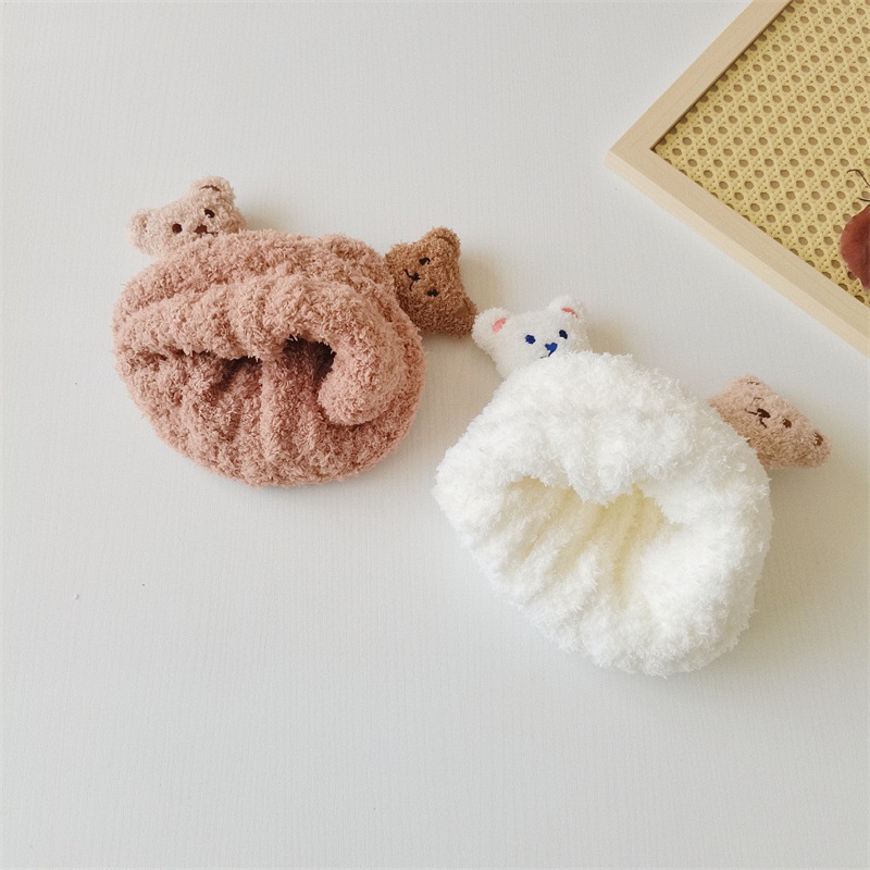 PVN61643 Mũ Len Gấu 3D Lông Cừu Cho Bé Kèm Khăn Quàng Cổ 5-24 Tháng