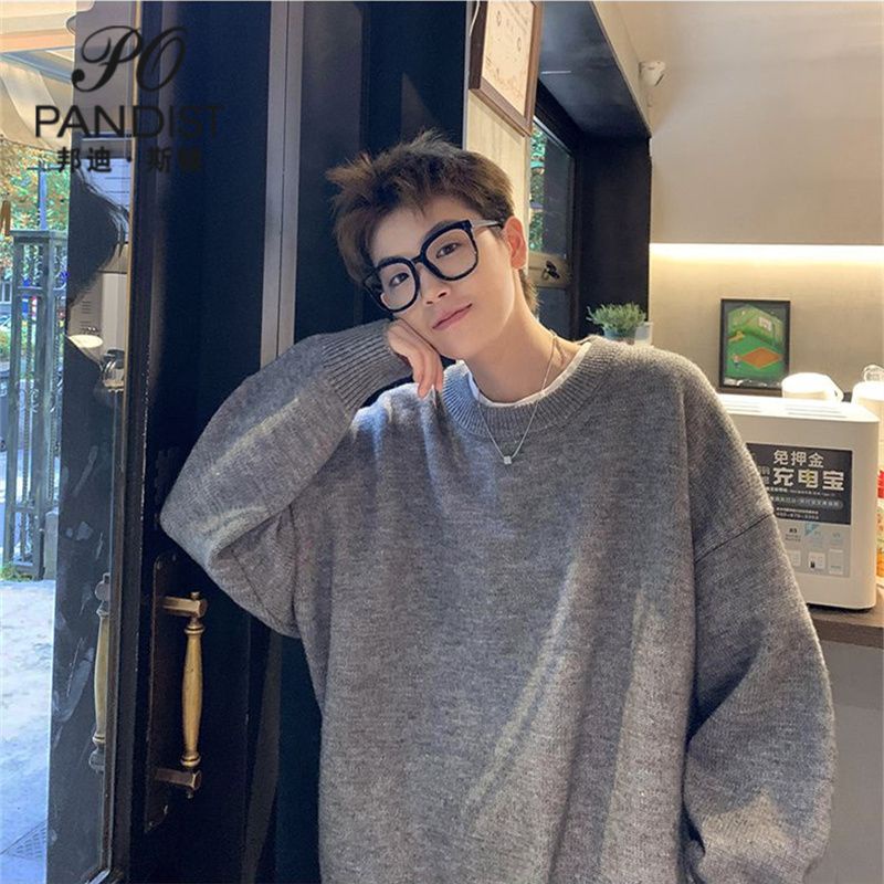 Bangdiston Áo sweater Màu Trơn Phong Cách hong kong Thời Trang Mùa Đông Cho Nam