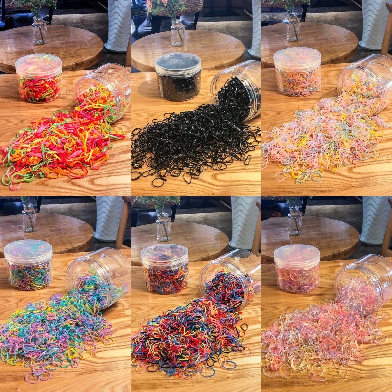 Set 500-2500 Dây Thun Buộc Tóc Nhiều Màu Sắc Thời Trang Hàn Quốc Dành Cho Trẻ Em