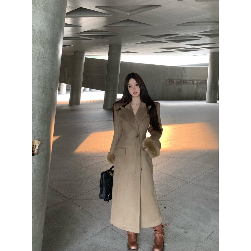 Hàng Có Sẵn Áo Khoác Len Lửng Tay Lửng Cài Một Hàng Nút Trước Phong Cách retro Mùa Thu Hàng Mới Dành Cho Bạn