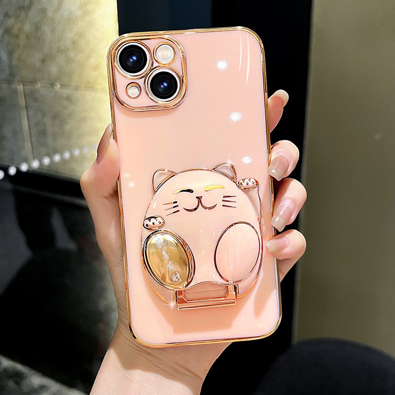 Ốp Điện Thoại Hình Mèo May Mắn Chống Rơi Cho iphone 7 7 plus 8 8 plus xs xr 11 12 13 14 15 pro plus promax