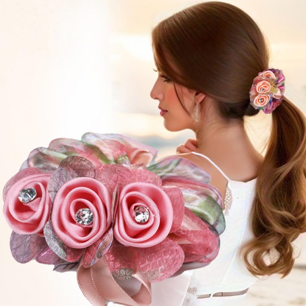 Dây Cột Tóc Bằng Sợi Xơ Mướp Hình Hoa Đơn Giản Thời Trang Phong Cách Hàn Quốc