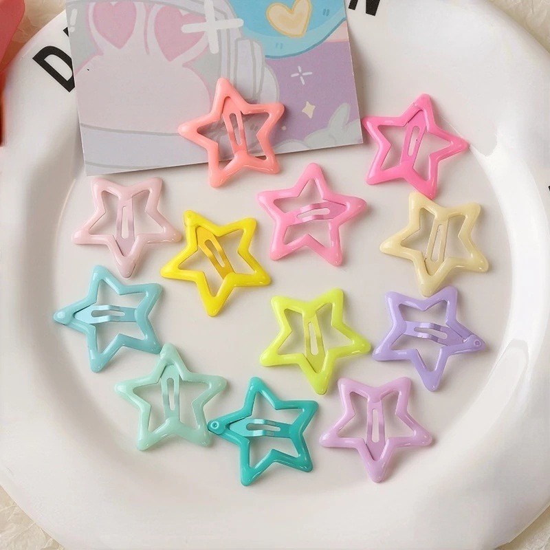 Set 10 / 30 / 50 Kẹp Tóc Hình Ngôi Sao Nhiều Màu Sắc Dễ Thương Cho Nữ y2k