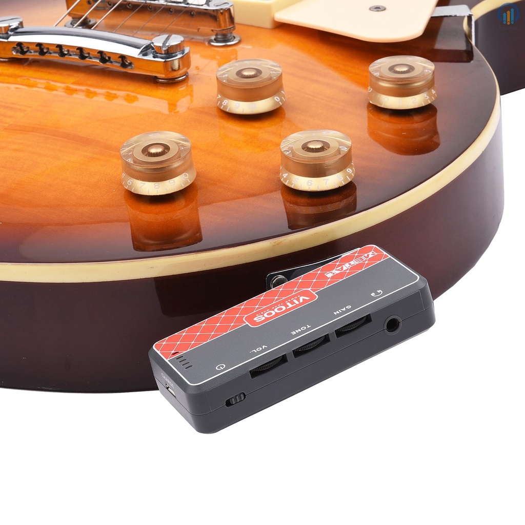 VITOOS Metal Guitar Headphone Amplifier Amp with Aux In - Audio Amp for Connecting External Devices