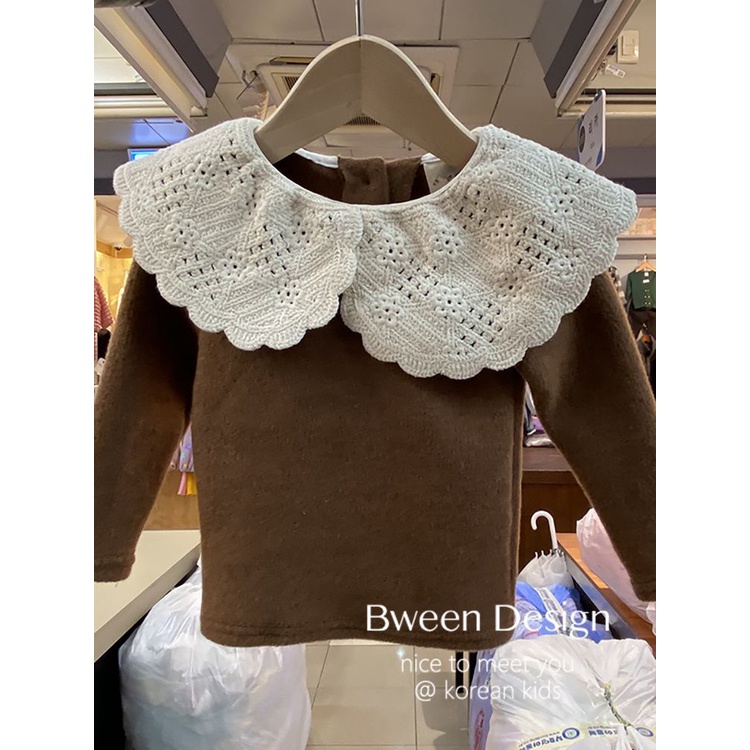 Áo Nhung Phối Ren Thời Trang Mùa Thu 2023 Mới Dành Cho Bé Gái