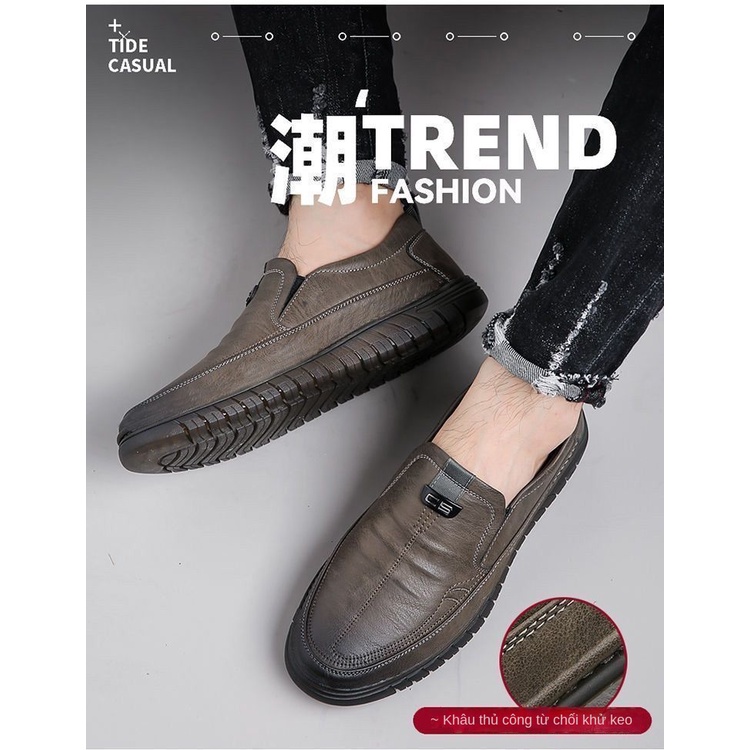 Giày Lười Da Thật Đế Mềm Thời Trang Cho Nam