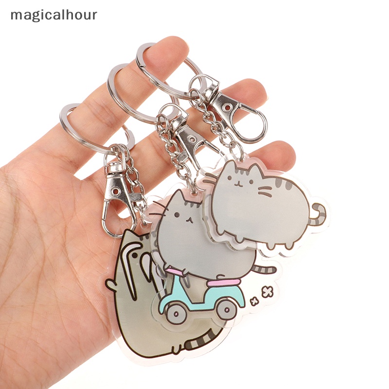 Magicalhour ^ ^ Móc Khóa acrylic Hình Mèo Pusheen Hoạt Hình Nhật Bản Đáng Yêu * Phụ Kiện Mới