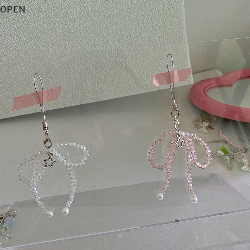 Op Dây Đeo Điện Thoại Xỏ Hạt Pha Lê Hình Nơ Ngọt Ngào Cho y2k Esthetic vn