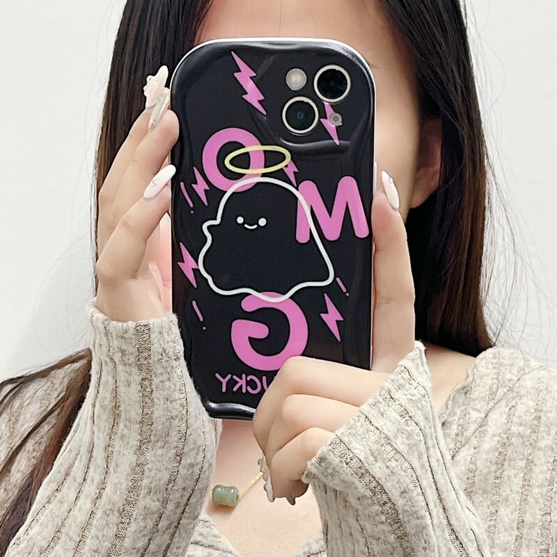 Casing Xiaomi Mi 14 13T 13 12 12X 12S 11 Lite POCO M3 X3 NFC Pro Redmi Note 10 10S 9 9S 8 8A 7 Cartoon Sweet Cool Angel bat Ghost Pumpkin Wavy Cream Edge Couple Phone Case Fine hole Airbag Anti-fall Soft Back Cover STN 33