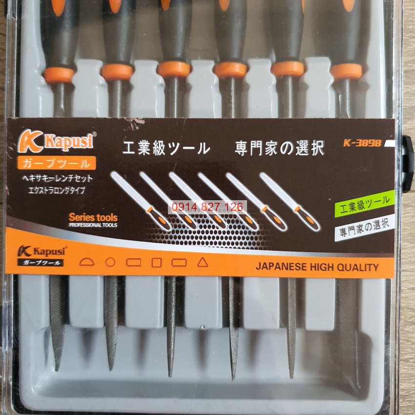 Bộ dũa 6 cái hãng KAPUSI Japan K-3898, dài 140mm, chất liệu hợp kim cao cấp, Bh 12 tháng Kouritsu Official Store