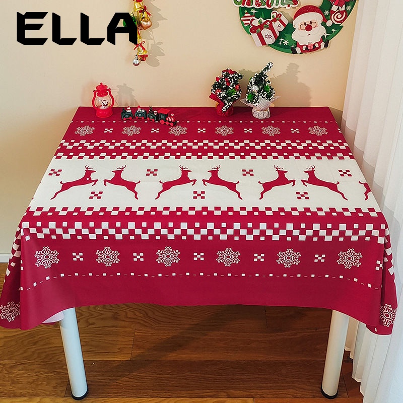 ELLA Khăn trải bàn HAPPY HOMLIV màu đỏ in họa tiết phong cách Giáng sinh trang trí nội thất khăn trải bàn decor UZB23B0GQP 45Z231109