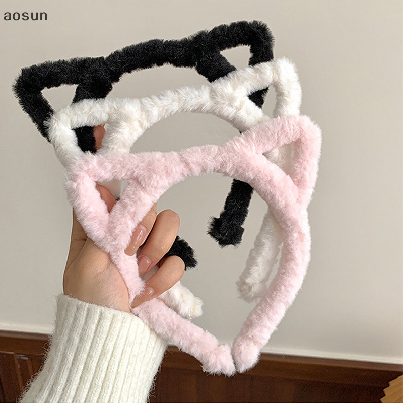 Aosun Băng Đô Tai Thỏ Lông Nhung Dễ Thương Xinh Xắn Cho Nữ