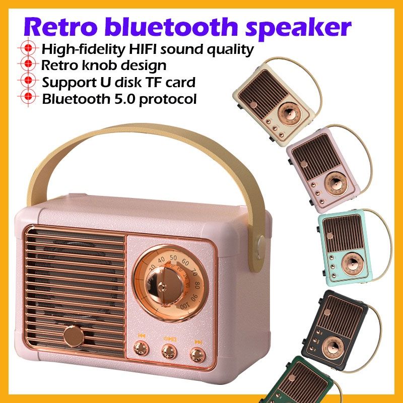 Loa bluetooth Không Dây Phong Cách retro Âm Thanh Siêu Trầm Cho Điện Thoại