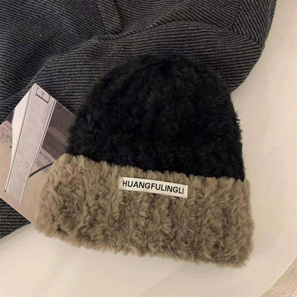 Mũ Len Trùm Đầu Giữ Ấm Mùa Đông In Chữ Phong Cách Hàn Quốc Đơn Giản
