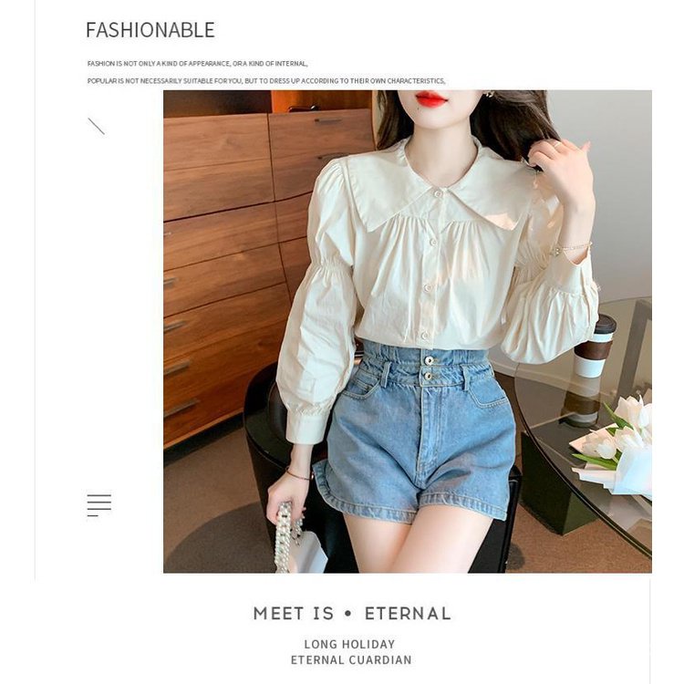 Áo Sơ Mi Tay Dài Phồng Cổ Búp Bê Thời Trang Mùa Thu 2023 Phong Cách Mới Cho Nữ 2r82