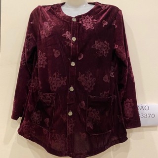 Áo Nhung Sơ Mi Dài Tay vải nhung hoa cho người già