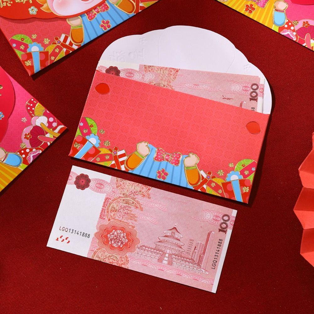 Btlimer Set 6 Bao Lì Xì Hình Rồng Đỏ Năm Mới Phong Cách Trung Hoa