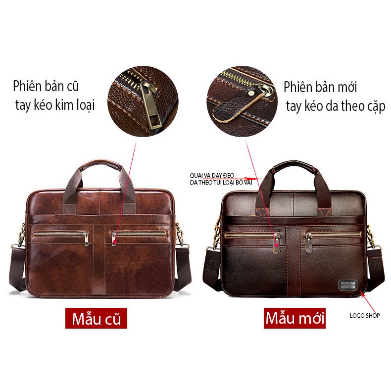 Túi da nam VĂN PHÒNG laptop 15 inch Men KDT01  Da WUAS phối da thật