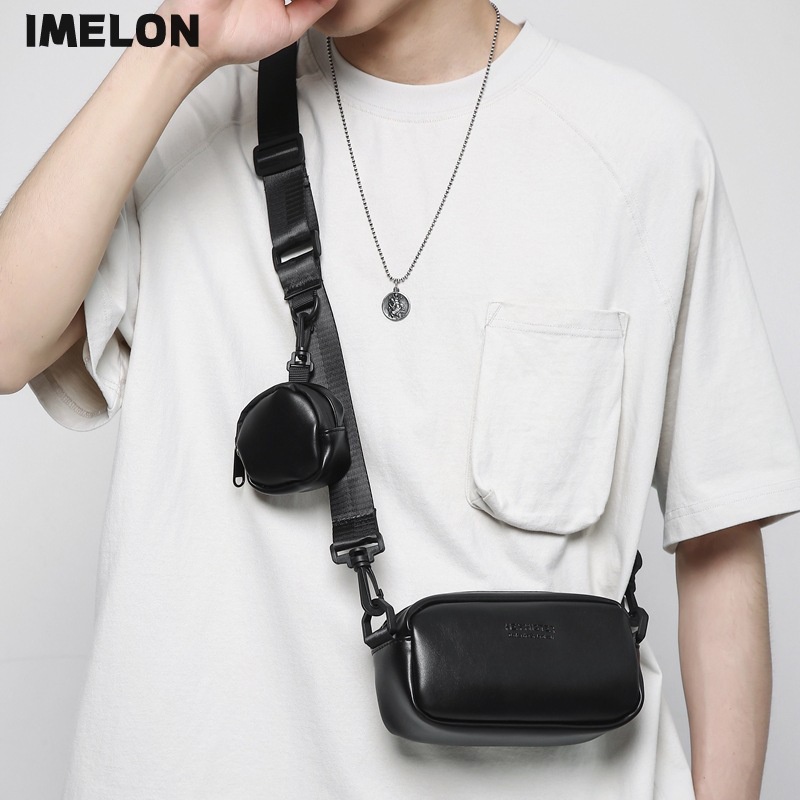 Imelon Túi Đeo Chéo mini Màu Đen Phong Cách Hàn Quốc Cho Nam