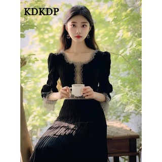Kdkdp Đầm Công Chúa Cao Cấp Màu Đen Mùa Thu Phong Cách hepburn Pháp Mặc Được Cải Tiến Và Thanh Lịch Cho Mùa Thu